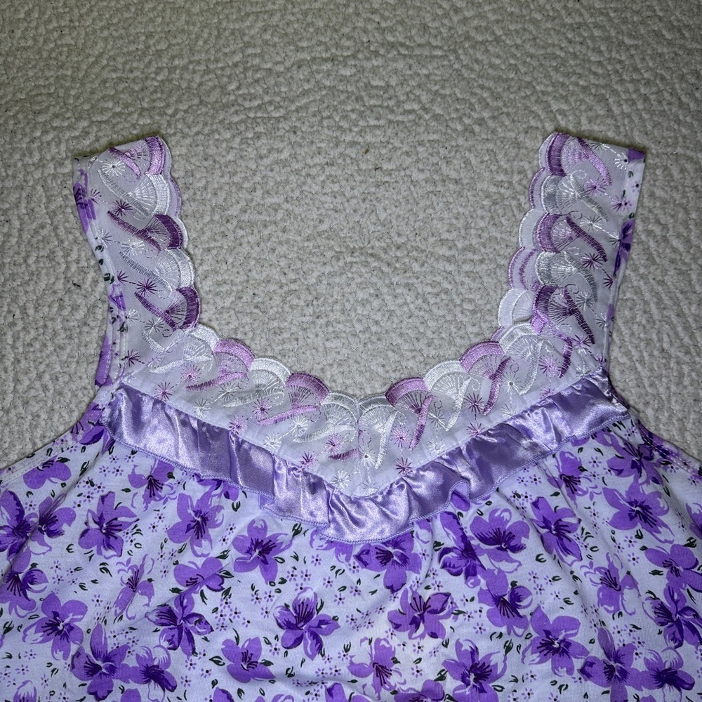 LATI Fashion Cozy Sleeveless Floral Pajama Short Set Size XL Feminine Dainty - Picture 3 of 7